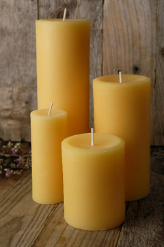 Bees wax candles are available in tea light, votive, taper and pillar form.  These lend a rich look with a soft aroma to any table setting.  $3.75 - $55.00